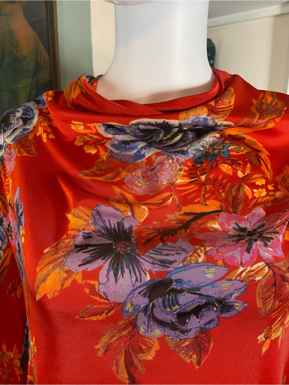 Free People 2am Floral Mini Dress Tunic Backless XSmall XS Cowl Neck Tie Satin - Picture 3 of 16